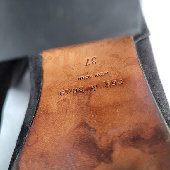 Rag & Bone Womens Newbury Bootie Size 7 Black Suede Heels Zip Grunge Distressed - Picture 7 of 11